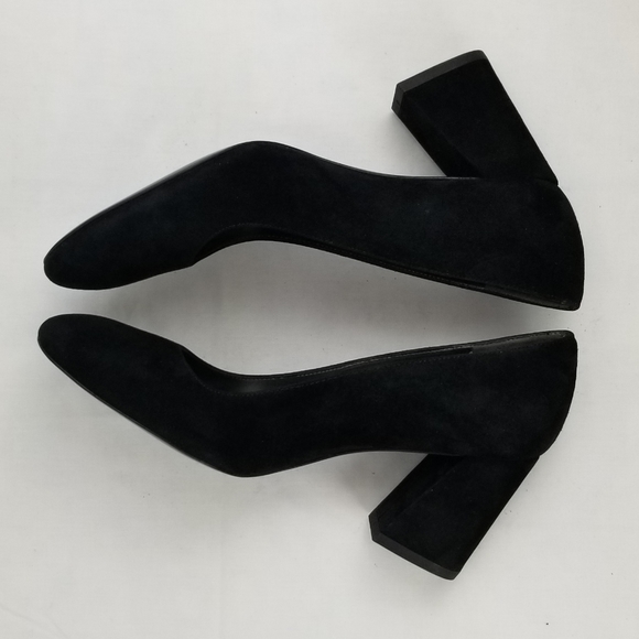 Stuart Weitzman Black Suede Block Heels Pumps 6.5 - Picture 7 of 9